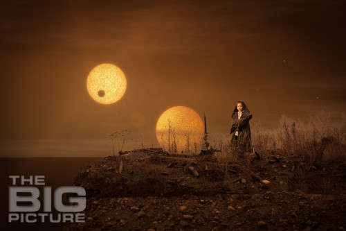 Jade the Jedi, Girl Jedi on Tatooine, two moons, composite picture, Star Wars Photoshp - Children's Photography - Composite Image - Tatooine